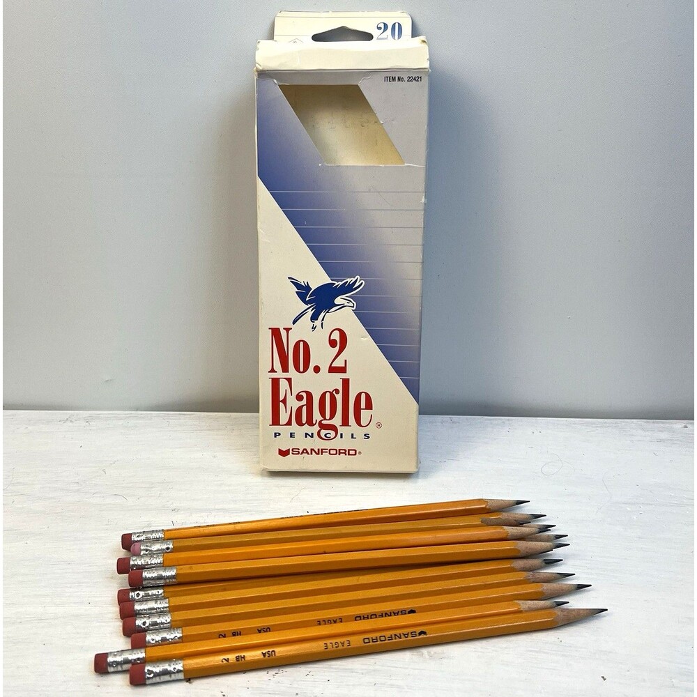 Vintage Sanford Eagle No 2 HB Pencils Lot of 14 Sharpened USA Original Box